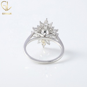 Oval Cut Moissanite Diamond Halo Cluster Engagement <b>Ring</b>, <b>925</b> <b>Silver</b> Moissanite Diamond Sunburst <b>Ring</b> For Women Anniversary Gift - Product Image 6
