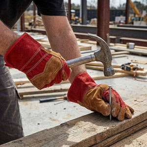 Gants de travail de sécurité en cuir de vachette renforcé de qualité supérieure, résistants, pour l'industrie et la construction - Product Image 2
