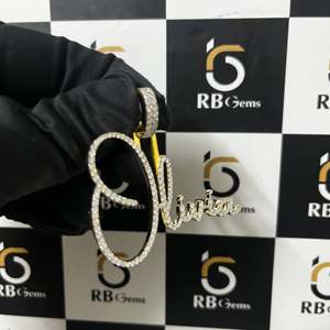 Custom Cursive Olivia Name Pendant Luxury Hip-Hop Plated 925 <b>Silver</b> with VVS Moissanite Iced Out Rose-shaped Pearl Charm - Product Image 2