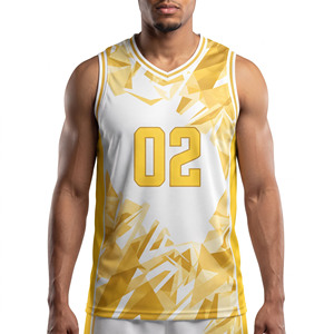 Maillot de basket pour homme avec col en V, maillot de basket sans manches respirant pour homme, maillot de basket pour homme en sublimation - Product Image 1