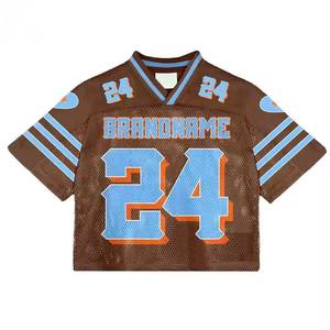 Factory Wholesale Custom Printed Front Logo Summer Plus Size Short Sleeve 100% Polyester Mesh <b>Football</b> Jersey <b>5XL</b> 2025 - Product Image 2