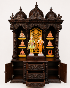 Compre el Templo Sagwan Wood Shree Lakshmi Narayan, un Mandir para el Hogar Tallado a Mano en Estilo Swaminarayan, un producto muy vendido, fabricado y exportado para EE. UU. - Product Image 4