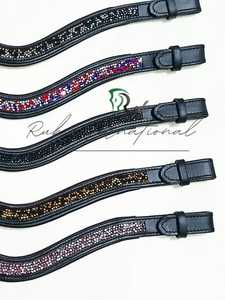 Premium <b>Leather</b> Horse Browband with Crystal Inlay - V-Shape Rhinestone Bling Browband for Equestrian Bridles - High-Quality Hors - Product Image 6