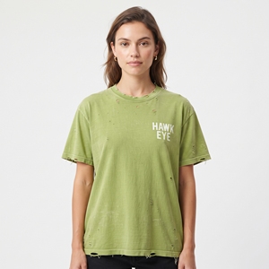 Women's Vintage <b>Distressed</b> Printed T Shirt Ripped Hole Streetwear Casual Short Sleeve Regular Fit Fashion <b>Top</b> - Product Image 5