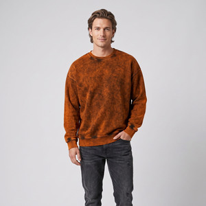 OEM <b>Men's</b> Vintage Acid Wash Sweatshirt Long Sleeve Heavyweight Cotton Oversized Streetwear <b>Pullover</b> <b>Men</b> O Neck Loose Fit Shirts - Product Image 1