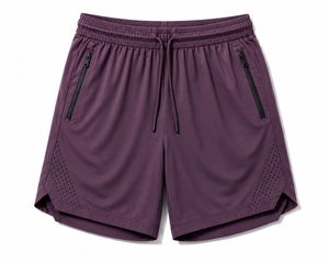 Shorts pour hommes en polyester respirant tricoté 120g avec taille élastique, poches zippées, taille haute, couleur unie, style décontracté et sportif - Product Image 3