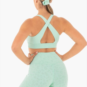 Soutien-gorge de sport pour femme de haute qualité, respirant, avec logo personnalisé, style simple, sensation seconde peau, grande taille, pour le yoga et le fitness, fermeture avant - Product Image 2