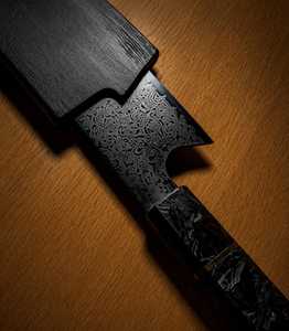 Damascus <b>Steel</b> Industrial Grade Chef Knife 8 Inch Straight Edge Wood Handle Resin Burl Inlay Kitchen Knife 2 Blades <b>Quick</b>-Change - Product Image 4