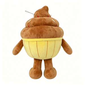 Cupcake de dibujos animados personalizado con brazos y piernas, cupcake de peluche con glaseado de chocolate, cupcake de peluche con envoltura amarilla y glaseado de chocolate. - Product Image 3