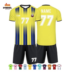 DYNAMEL WEARS Ensemble de maillots de football personnalisés sublimés pour hommes, col en V, manches courtes, anti-transpiration, uniforme d'équipe de football multicolore - Product Image 2