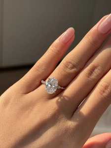 Anillo Clásico de Diamante Simulado con Corte Ovalado, 1.00CT, Cultivado en Laboratorio, Certificado IGI, Plata 925, Regalo de Boda o Compromiso para Enamorados - Product Image 5