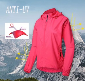 Chaqueta ultraligera para mujer, color rojo rosa, con capucha, a prueba de viento, protección solar, para ciclismo, de secado rápido, con cremallera, cortavientos para exteriores - Product Image 3