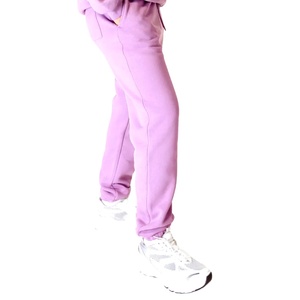 Pantalones de Mujer de Felpa Lavanda, Corte Recto, Cintura Media, Largos, Holgados, Casuales, para Otoño, Color Sólido, Tejido de Punto - Product Image 2