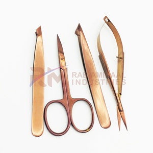 Pince à épiler RMI en acier inoxydable durable, couleur or rose, avec ressort, pour la coupe et le façonnage des sourcils, pointue, avec logo personnalisé - Product Image 3