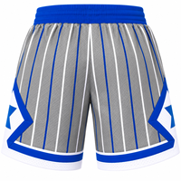 Shorts de sport en maille rayée gris et bleu roi PBS pour hommes, collection D9, taille à cordon, athlétiques, pour le basketball et l'entraînement