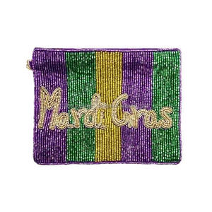 Handmade <b>Small</b> Floral Motif <b>Clutch</b> <b>Bag</b> with Intricate Seed Bead Embroidery Vintage Style Lady Fashion Zipper Closure - Product Image 5