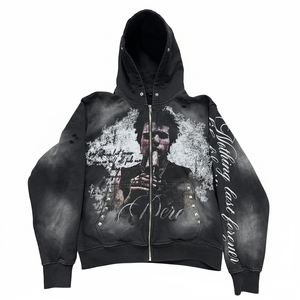 Fabricante mayorista de sudaderas con capucha de alta calidad y bajo MOQ, 100% algodón grueso, con cremallera, para hombre, con logo impreso personalizado. - Product Image 2