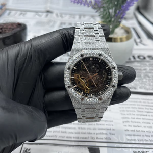 Reloj de Pulsera Mecánico de Lujo Unisex con Esfera de Esqueleto, Acero Inoxidable, Diamantes de Moissanita, Estilo Hip Hop, Regalo - Product Image 1