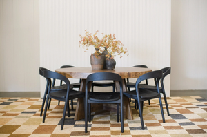 Allister Round <b>Table</b> Handcrafted Solid <b>Wood</b> Circular <b>Rustic</b> <b>Dining</b> <b>Table</b> with Contemporary Organic Modern Design and Elegant - Product Image 6