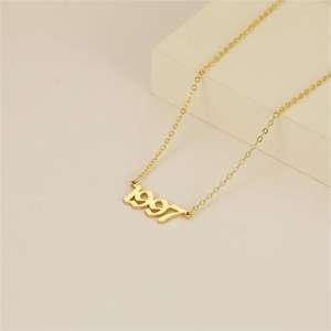 Pendentif numéro d'ange numéro chanceux, protection gardien en acier inoxydable numéro <span class=keywords><strong>secret</strong></span> collier année de naissance personnalisé pour les femmes - Product Image 4