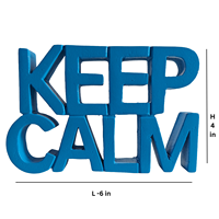 Décoration de table créative en bois d'ingénierie peint en bleu, sculpture d'art intelligente en bois, pièce maîtresse élégante 'Keep Calm' pour la décoration du salon