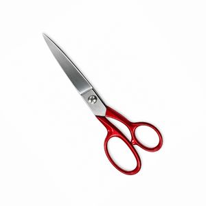 Ciseaux de tailleur multi-usages rouges en acier inoxydable à bord lisse, manche en acier inoxydable, outil de coupe non pliable de qualité DIY - Product Image 5