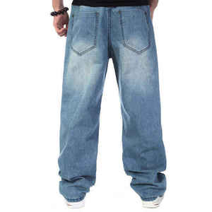 Pantalon en jean confortable pour homme à prix abordable, style streetwear personnalisé, coupe ample et large - Product Image 3