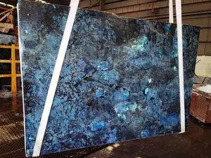 ألواح حجر غرانيت كوارتز بألوان ليموريان أزرق، من ماداغاسكر فاخر طبيعي شهير، مناسبة لأسطح طاولات المطبخ
