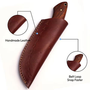 Cuchillo Skinner de Acero de Damasco Personalizable OEM de Alta Calidad con Mango de Madera y Funda de Cuero - Regalo Perfecto para Camping y Caza - Product Image 4