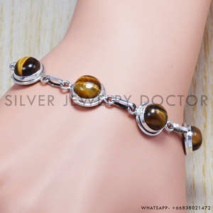 925 <b>Sterling</b> <b>Silver</b> Tiger Eye Gemstone <b>Bracelet</b> Handmade Jewelry Elegant Design For Men And <b>Women</b> Bulk Wholesale Jewelry - Product Image 2