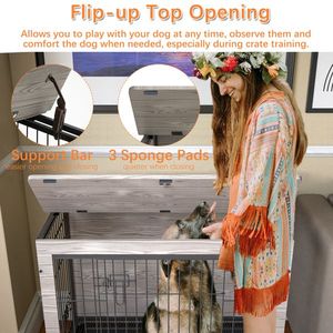 กรงสุนัขขนาด 38 นิ้ว สีเทา แข็งแรงทนทาน เฟอร์นิเจอร์สำหรับสัตว์เลี้ยงระดับพรีเมียม - Product Image 6