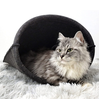 Structure stable bureau nid pour animaux de compagnie forme ronde chat grotte hiver chaud feutre chat lit de sommeil profond