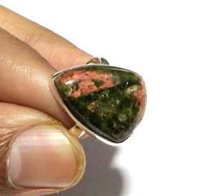 Anillo de Plata de Ley 925 con Gema de Jaspe Unakita Natural, Hecho a Mano, Forma de Pera, Estilo Bohemio, para Boda, de KGN SILVER JEWELLERY HOUSE - Product Image 1
