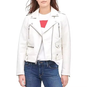 Veste en cuir pour femme de haute qualité, sur mesure, style motard, en véritable peau de mouton, coupe ajustée, vêtement d'extérieur, streetwear, mode - Product Image 2