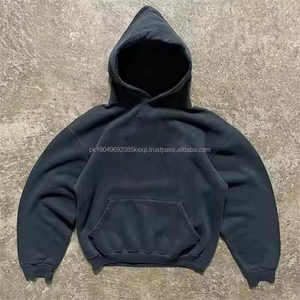 Fabrication de sweats à capuche courts et amples de haute qualité, sans cordon, en coton lourd, pull à capuche surdimensionné - Product Image 1