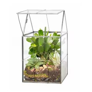 Vintage Metal Terrarium Glass Planter Elegant Geometric Indoor Plant <b>Display</b> <b>Case</b> Home Decor - Product Image 3