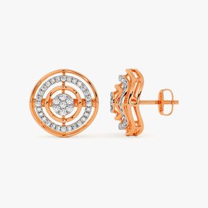 Pendientes de Oro Rosa con Diamantes Cultivados en Laboratorio en Forma de Círculo Concéntrico - Product Image 1