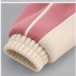 Ensemble de survêtement unisexe rose à séchage rapide et léger pour sports d'hiver, avec sweat à capuche demi-zip et pantalon cargo ample à cordon de serrage, deux pièces - Product Image 5