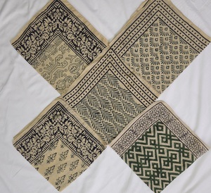 Block Print <b>Square</b> Cotton Bandana <b>Scarf</b> Indian Handmade Geometric Border Boho Natural Cotton Headscarf Neck <b>Scarf</b> - Product Image 4