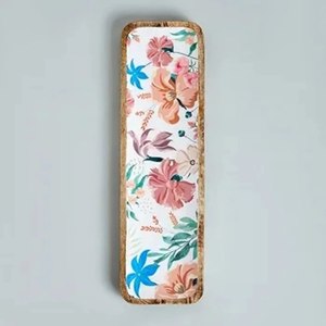 Natural Wooden Handmade Rectangular Eco-Friendly Serving Tray Floral Printed Dishwasher <b>Microwave</b> Safe for Catering Restaurants - Product Image 4