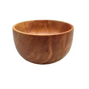 ชามไม้ทำมือทรงกลมสไตล์ชนบทตกแต่งบ้านงานฝีมือธรรมชาติทนทาน - Product Image 5