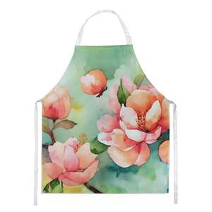 Delantal de flor de melocotón de acuarela Multicolor grande Unisex de Delaware para cocinar manualidades para hornear jardinería-para adultos y mujeres - Product Image 1