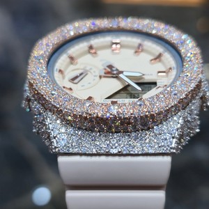 Diamond Aura Frosted Quartz <b>Watch</b> <b>Case</b> Mod Kit Stainless Steel Round 20mm Band Kids Hip Hop Fashion <b>Watch</b> Upgrade - Product Image 5