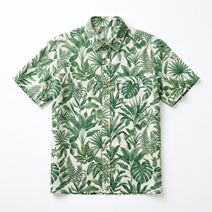 Chemise d'été en lin imprimée botanique pour homme, motif nature, décontractée, style resort, OEM ODM, vente en gros, impression personnalisée en usine - Product Image 5