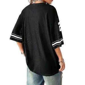 Maillot de football américain noir 100 % polyester, tissu mesh respirant, coupe oversize streetwear, athlétique, 23 Shirts - Product Image 2