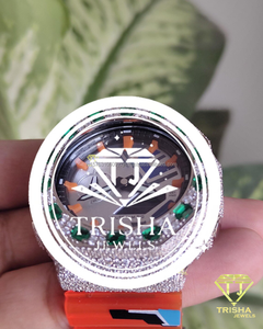 Montre en Moissanite pour Homme, en Argent Sterling 925, Sertie de Pierres, Cadran Vert, Montre Hip Hop Personnalisée - Product Image 4