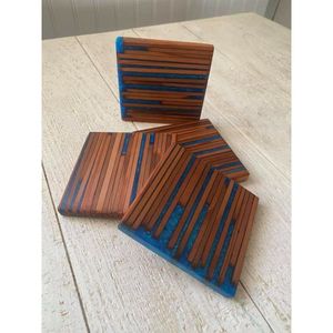 Modern Rustic Resin Wooden <b>Coasters</b> Dining <b>Table</b> Mats & Pads - Product Image 1