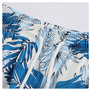 <b>Men's</b> Blue Geometric Print Satin Bermuda Shorts Elastic Waist Casual Swim <b>Trunks</b> Polyester/Cotton Quick Dry Mid Rise - Product Image 4