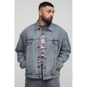 Veste en jean noire pour homme, sur mesure, de haute qualité, boutonnée, décontractée, ample, tendance, 100% coton, pour l'automne et l'hiver - Product Image 1
