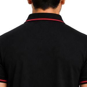 Premium Black Mens Polo <b>Shirt</b> With Red Contrast <b>Collar</b> And Sleeve Trim Custom Logo Short Sleeve Casual Golf Sportswear <b>T</b> <b>Shirt</b> - Product Image 3